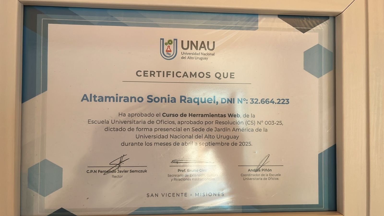 Certificado del Curso de Herramientas Web